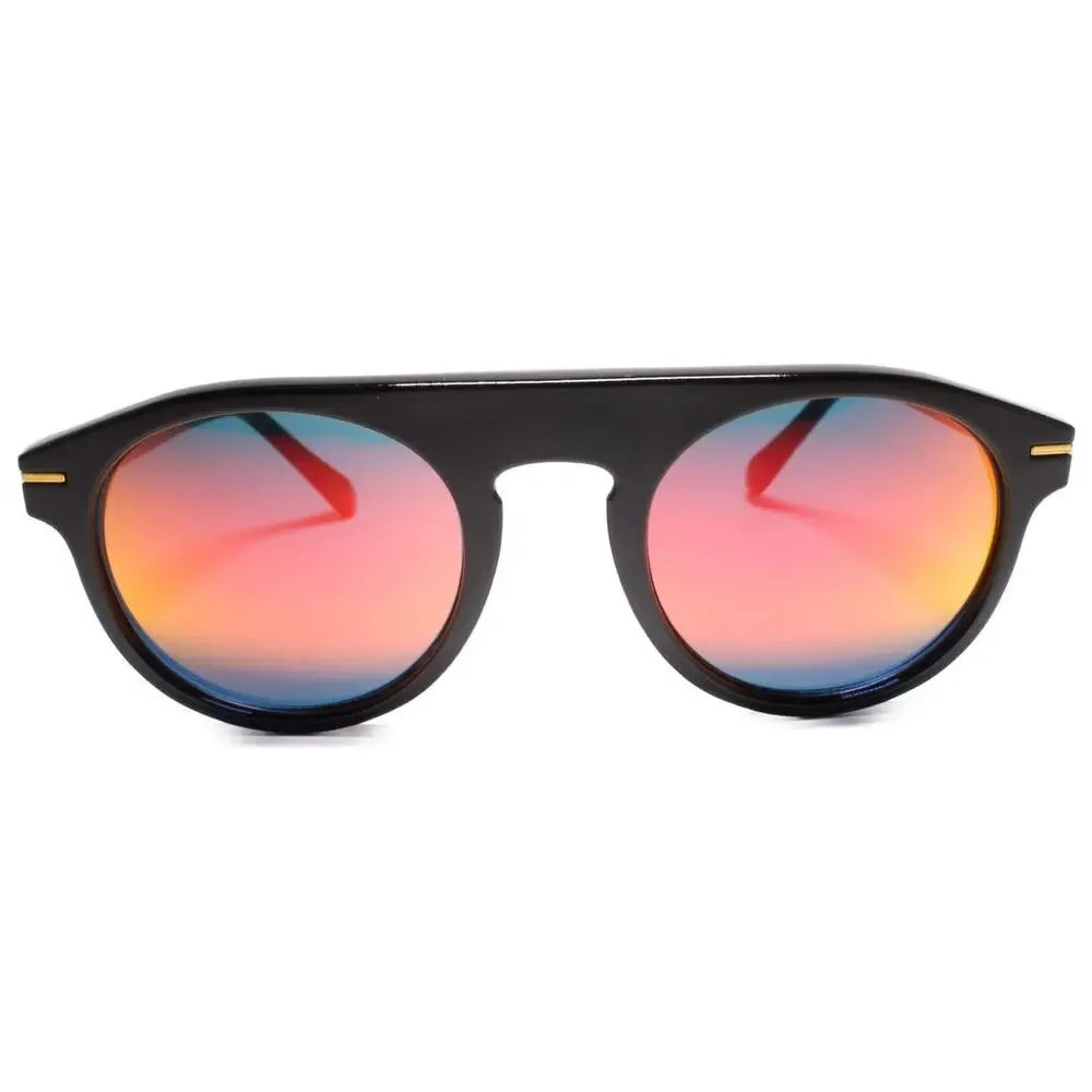 Mens Womens Red Mirrored Lens Vintage Retro Circle Indie Black Round Sunglasses